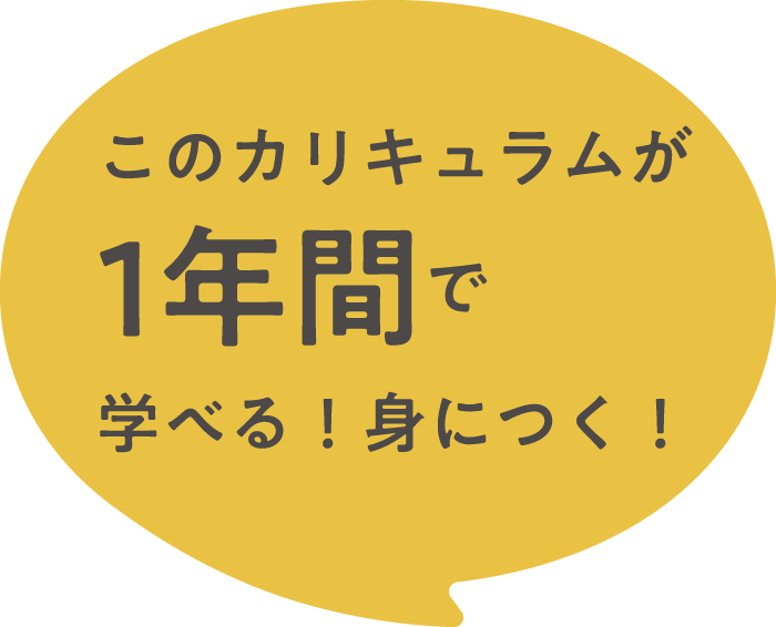 このカリキュラムが1年間で学べる!身につく!